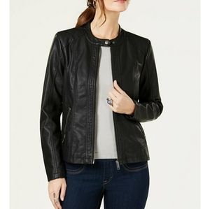 Faux fur leather jacket